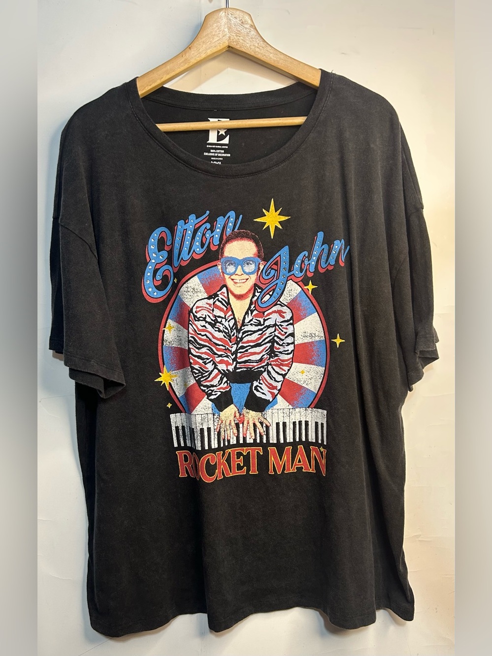 Elton John Rocket Man Grey T-Shirt Womens XXL